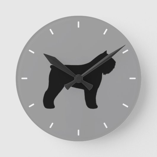Silhouette Bouvier des Flandres Runde Wanduhr (Vorderseite)