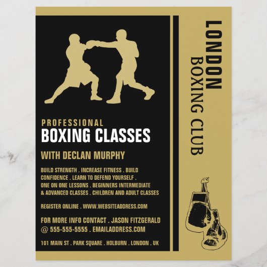 Silhouette Boxing Match, Boxing Class Advert Flyer (Vorne)