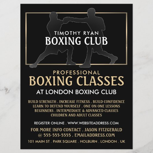 Silhouette Boxing Match, Boxing Class Advert Flyer (Vorne)