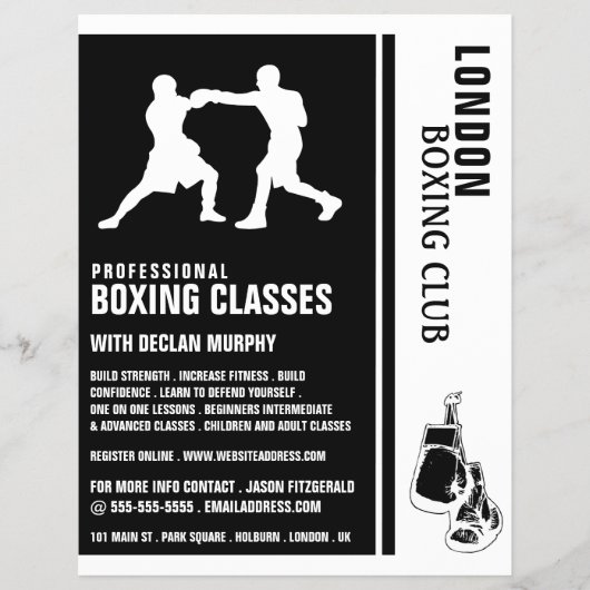 Silhouette Boxing Match, Boxing Class Advert Flyer (Vorne)