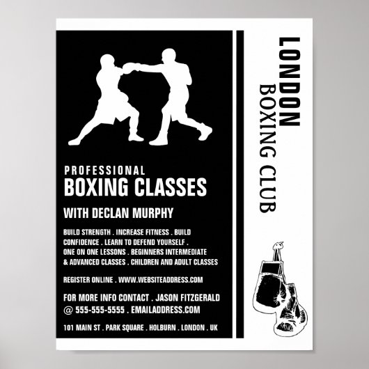 Silhouette Boxing Match, Boxing-Klassenwerbung Poster (Vorne)