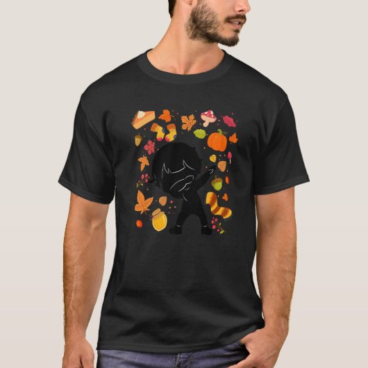 Silhouette Boy Autumn Maple Pumpkin Fall Saison Le T-Shirt (Vorderseite)