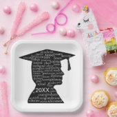 Silhouette Boy Graduate on White Pappteller (Party)