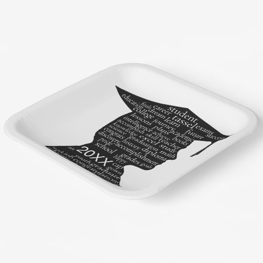 Silhouette Boy Graduate on White  Pappteller (Gewinkelt)