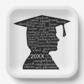 Silhouette Boy Graduate on White  Pappteller (Vorderseite)
