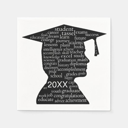 Silhouette Boy Graduate on White Serviette (Vorderseite)