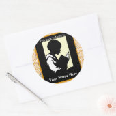 Silhouette Boy Reading ~ Buchzeichen Runder Aufkleber (Umschlag)