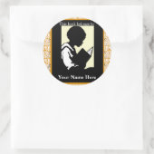 Silhouette Boy Reading ~ Buchzeichen Runder Aufkleber (Tasche)