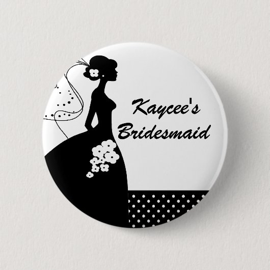 Silhouette-Braut-Brautparty-Brautjungfern-Knopf Button (Vorderseite)