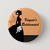Silhouette-Braut-Brautparty-Brautjungfern-Knopf Button (Vorderseite)