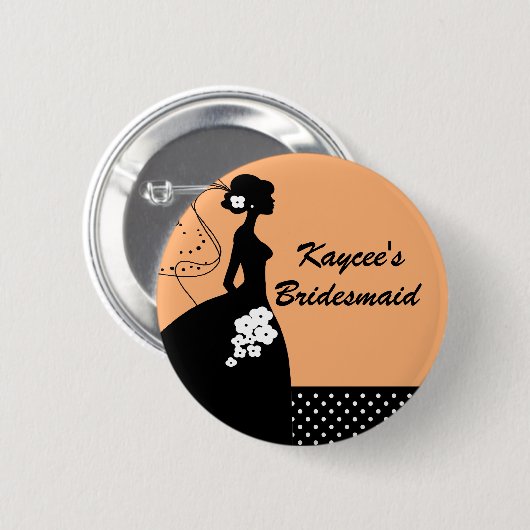 Silhouette-Braut-Brautparty-Brautjungfern-Knopf Button (Vorne & Hinten)