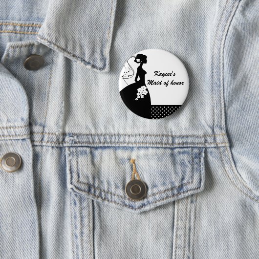 Silhouette-Braut-Brautparty-Trauzeugin-Knopf Button (Beispiel)