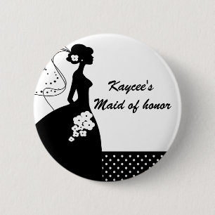 Silhouette-Braut-Brautparty-Trauzeugin-Knopf Button