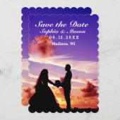 Silhouette Braut und Bräutigam Sonnenuntergang Sav Save The Date (Vorne/Hinten)