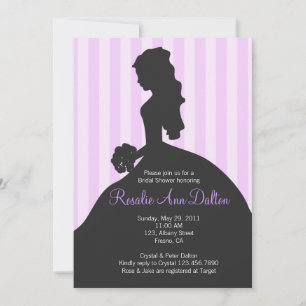 Silhouette Bride - Brautparty Streifen (Lila) Einladung
