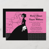 Silhouette Bride on Pink Bridal Dusche Einladung (Vorne/Hinten)