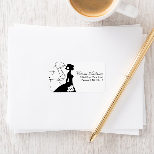 Silhouette Bride Rücksendeadressen-Aufkleber. Adressaufkleber (Insitu)