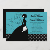 Silhouette Bride Turquoise Brautparty Einladung (Vorne/Hinten)