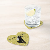 Silhouette Bridge & Groom Gold Imitate Glitzer Untersetzer (Vor Ort)