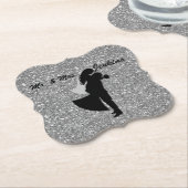 Silhouette Bridge & Groom Silver Imitats Glitzer Untersetzer (angewinkelt)