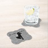 Silhouette Bridge & Groom Silver Imitats Glitzer Untersetzer (Vor Ort)