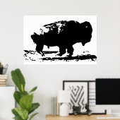 Silhouette Buffalo  Pop Art Poster (Heimbüro)