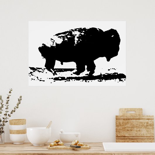 Silhouette Buffalo  Pop Art Poster (Küche)