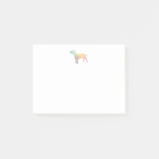 Silhouette Bull Terrier Geometric Muster Pastell Post-it Klebezettel (Vorderseite)