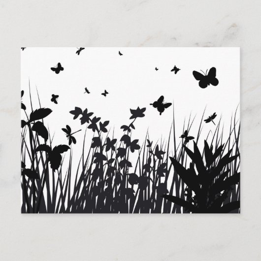 Silhouette Butterfly Garden Postkarte (Vorderseite)