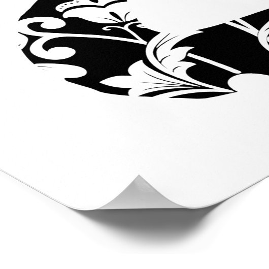 Silhouette Cat Blume Muster Katze Lover, Katzenbes Poster (Ecke)