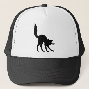 Silhouette Cat Halloween Black Cat erschreckt Wut Truckerkappe