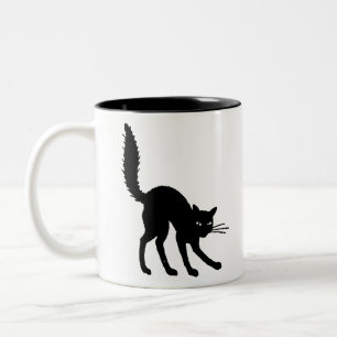 Silhouette Cat Halloween Black Cat erschreckt Wut Zweifarbige Tasse