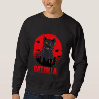 Silhouette Catzilla- Funny Cats Cartoon Cool Desig Sweatshirt