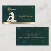 Silhouette Chakras Yoga Instruktorin Green Visitenkarte (Vorne/Hinten)