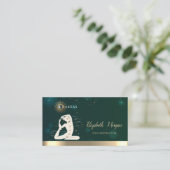 Silhouette Chakras Yoga Instruktorin Green Visitenkarte (Stehend Vorderseite)