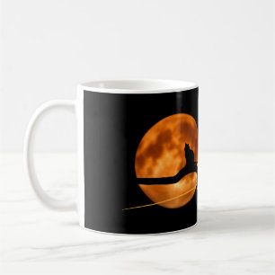 Silhouette Chat Under Full Moon - Night Art Design Kaffeetasse