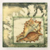 Silhouette Conch Muschel Glasuntersetzer (Vorderseite)