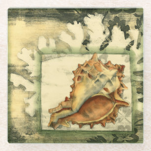 Silhouette Conch Muschel Glasuntersetzer