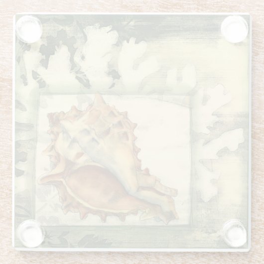 Silhouette Conch Muschel Glasuntersetzer (Rückseite)