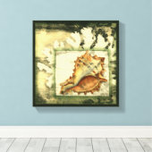 Silhouette Conch Muschel Leinwanddruck (Insitu (Holzboden))