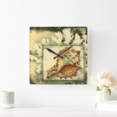 Silhouette Conch Muschel Quadratische Wanduhr (Zuhause)