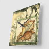 Silhouette Conch Muschel Quadratische Wanduhr (Winkel)