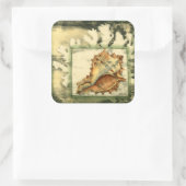 Silhouette Conch Muschel Quadratischer Aufkleber (Tasche)