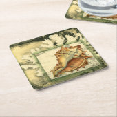 Silhouette Conch Muschel Rechteckiger Pappuntersetzer (angewinkelt)