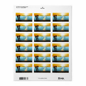 Silhouette Couple Sunset Beach Adresse Adressaufkleber (Vorne)