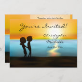 Silhouette Couple Sunset Beach Hochzeit Einladung (Vorne/Hinten)