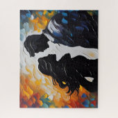 Silhouette Couple Über Kiss in lebhaften Farben Puzzle (Vertikal)