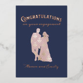 Silhouette Couple Verlobung Herzlichen Glückwunsch Folieneinladung (Vorderseite)