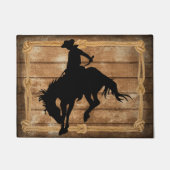 Silhouette Cowboy auf einem Bucking Bronco Pferd Fußmatte (Vorderseite)