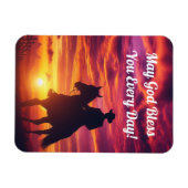 Silhouette Cowboy on Horse Flexible Magnet (Horizontal)
